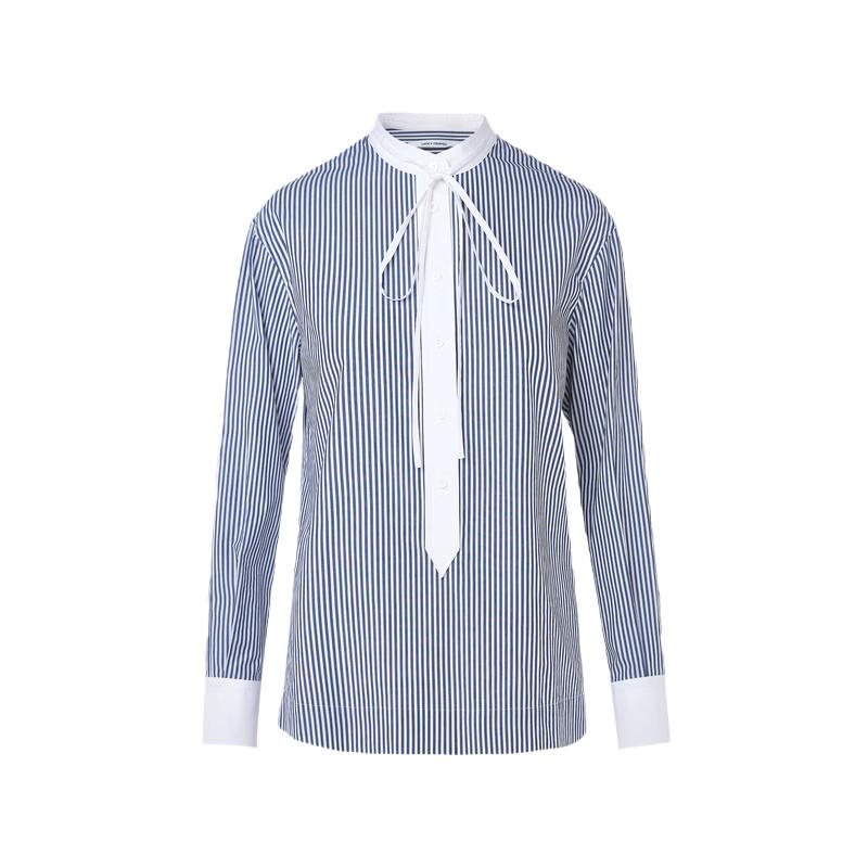 Elegant Commuter Cotton Striped Blouse L