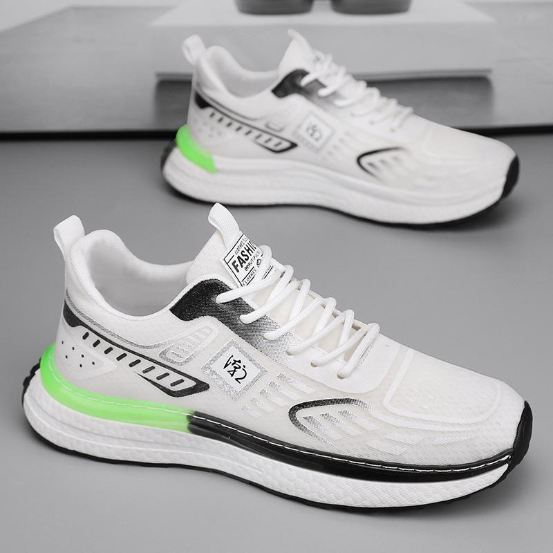 

Sports style men s lace-up comfortable and breathable versatile daily leisure fashion trend color matching thick-soled fly-woven men s shoes 44