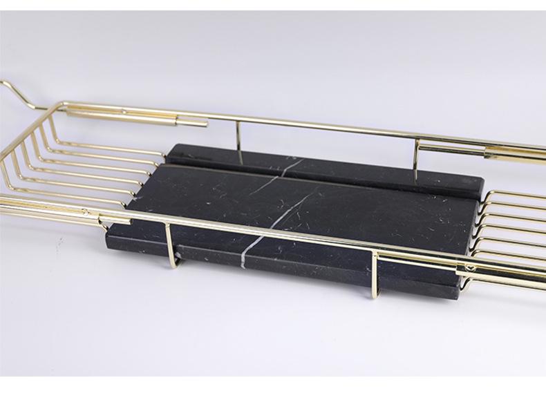 Czarny i Złoty Marmur Stal Nierdzewna Organizer do Wanny i Stojak do Moczenia