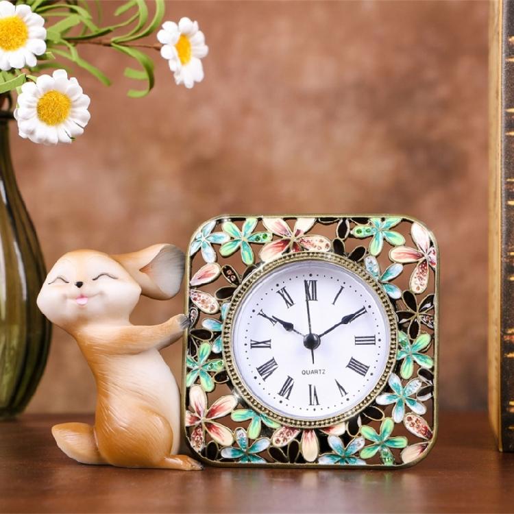 Small Table Clock with Enamel Color Metal Clocks Quiet Timekeeping for Collectors Mantel Clock Home Decoration
