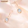 Naniwaai Earrings for High Quality Dangling Flower Pink Gold For Pink Gold Women, Popular, Zirconia, Hook, Earrings, Rose, Silver, Hypoallergenic,