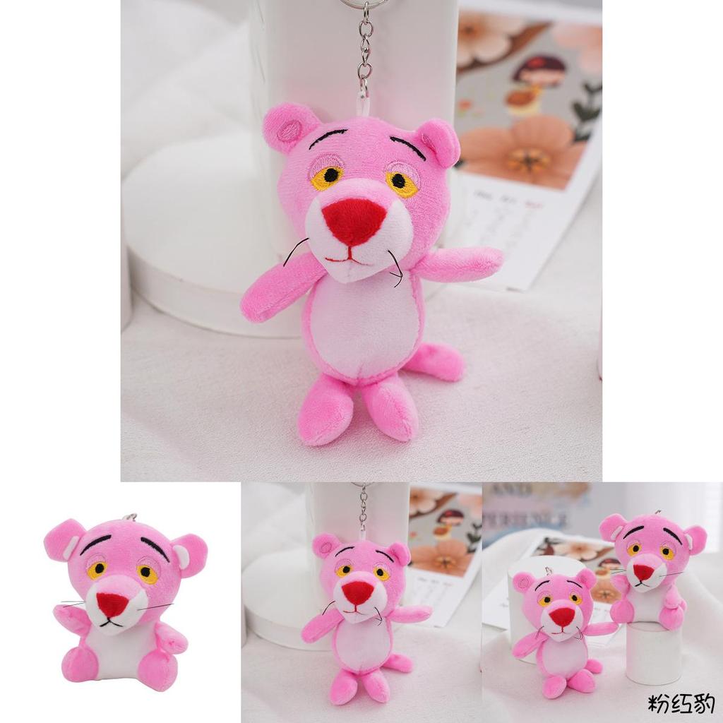 Cute Pink Panther Plush Toy Keychain Adorable Mini Stuffed Animal Doll For Girls