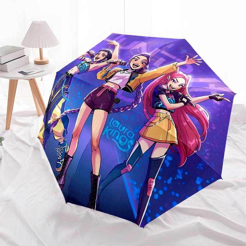 1pc Laura Kings Automatic Opening Closing Umbrella with Foldable Design, 8-Bone Iron Frame Outdoor Umbrella Perfect Gift for Fans, Travelers, Daily Us