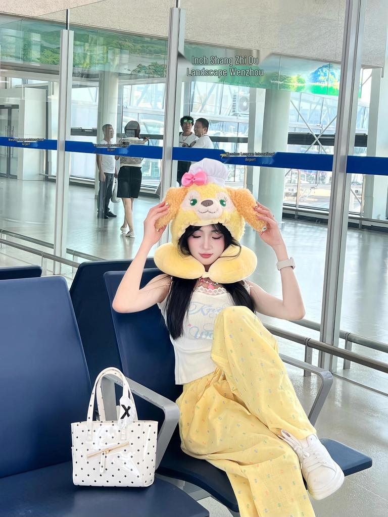 Cartoon Hooded Neck Support Plush Pillow & Toy – Portable Travel Comfort