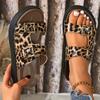 Fashion New Leopard Double Buckle Sandal for Woman Fashion 2025 Med Heel Flat Sandals Women Summer Non Slip Platform Sandal Female