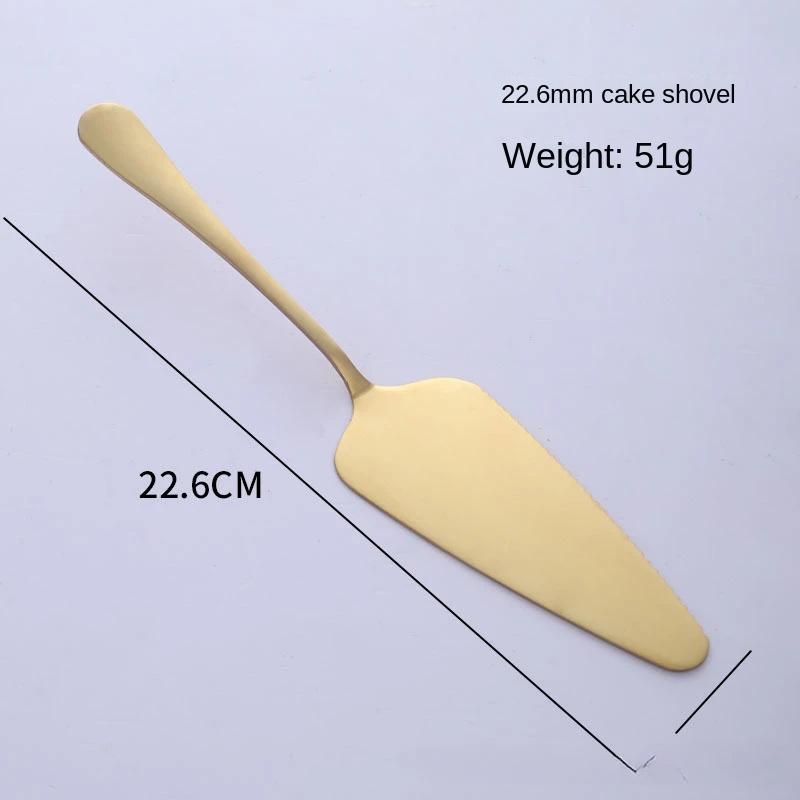 Golden cake spatula Stainless steel cake knife, fork and spoon set mooncake dessert spoon Western pastry baking tools