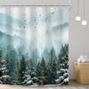 Winter Forest Shower Curtain Snowy Trees Mountain Scene Nature Art Peaceful Design Bath Decor Waterproof Fabric Home Accessories