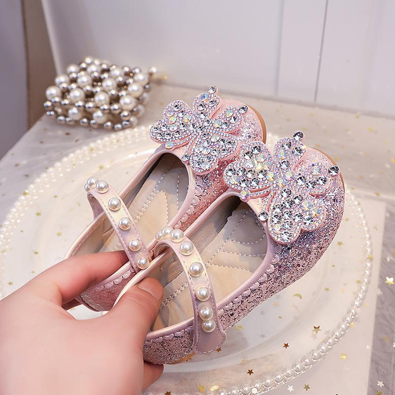 Girls Sparkle Rhinestone Bow Mary Janes with Crystal Pearls - Perfect for Evening Gowns 28