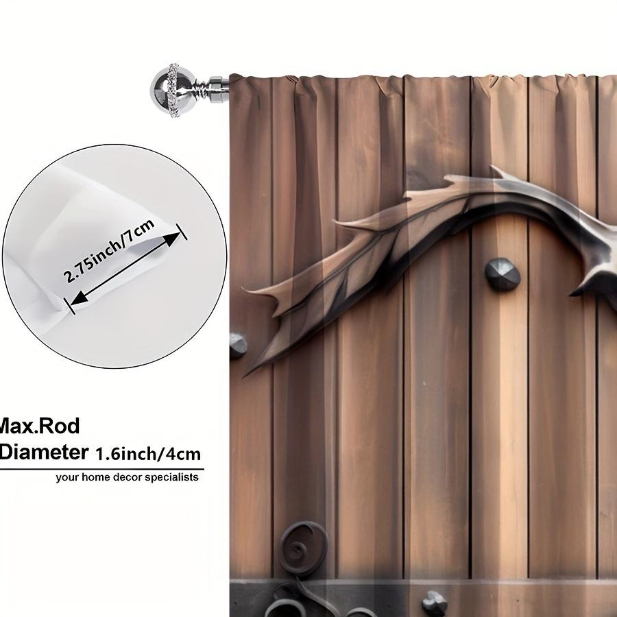 2 Stück Vorhänge mit Holztürmuster, dekorative Fenstervorhänge, Fensterbehandlungen für Schlafzimmer, Wohnzimmer, Heimdekoration, Raumdekor