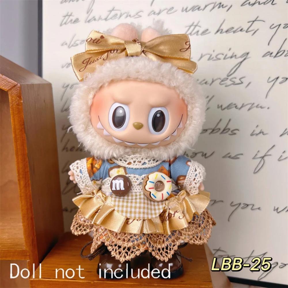 Only Clothes For 15-17CM Labubu Mini Accessories Clothes Clothing Dolls Set Sitting Party Scarf Hat Bag Cute Decoration Gift