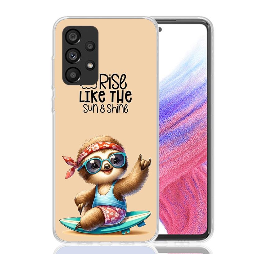 Animal Cute Cartoon Sloth Coffee Phone Case For Samsung Galaxy A17 A16 A14 A15 A13 A57 A56 A54 A55 A53 A37 A36 A34 A35 A33 A26 A