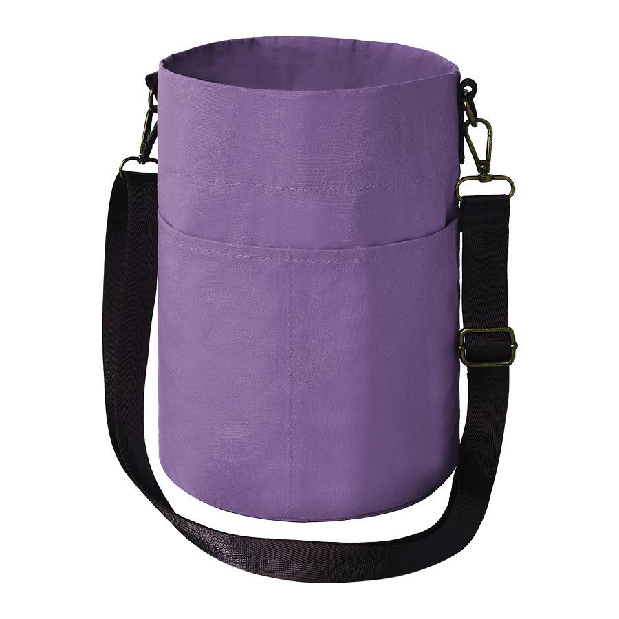

Knitting Tool Storage Bag - Canvas Bucket Organizer with Drawstring & Shoulder Strap for Yarn Craft Supplies фіолетовий