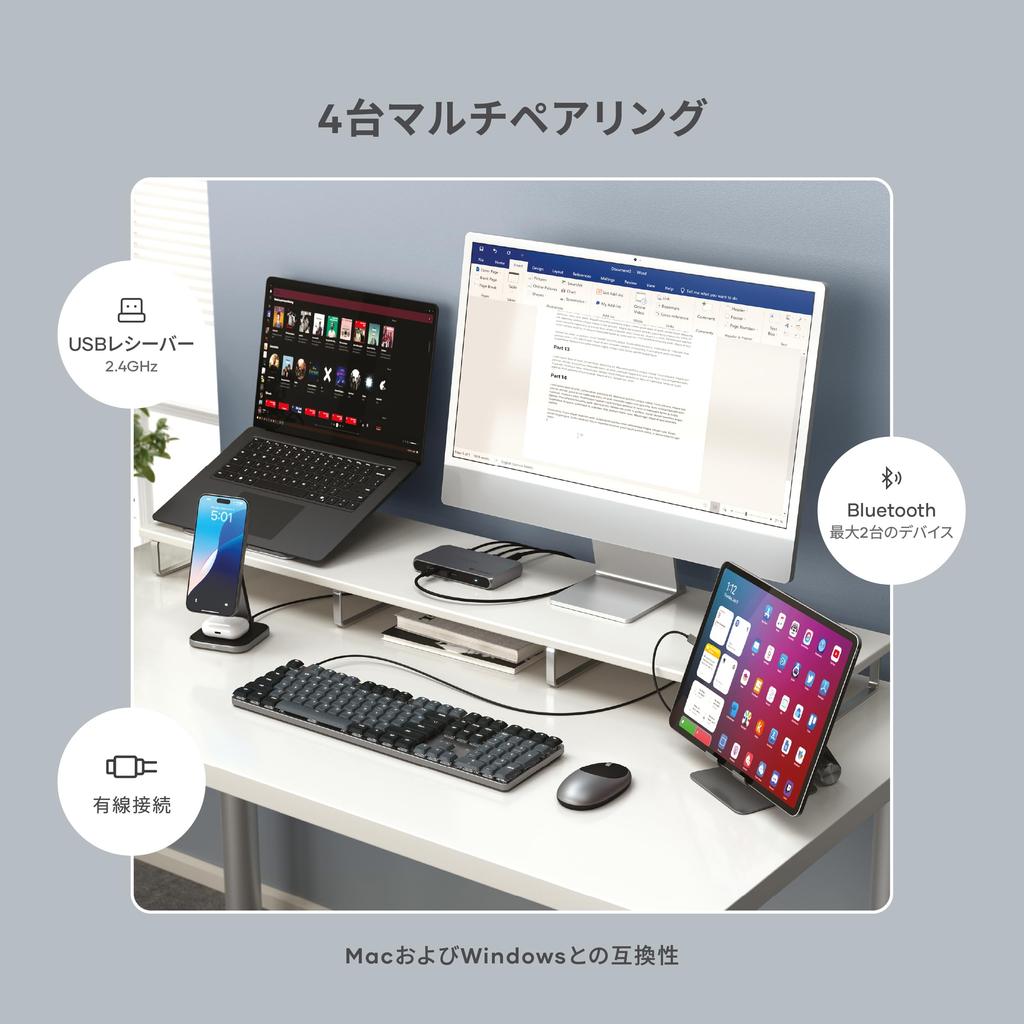 Satechi SM3 Mechanical LED Wired Mode US English Compatible with Mac and Keycap Replacement Keyboard, Wireless, Backlit, Bluetooth/USB-C Switch,