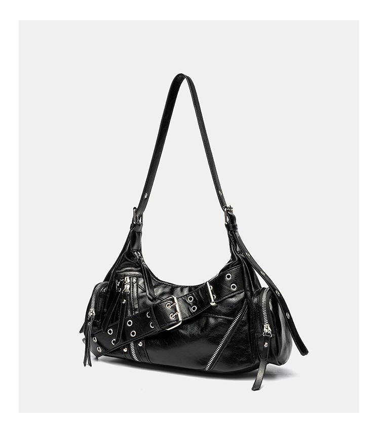 2026 Women's Retro Motorcycle Single Shoulder Bag - Large Capacity Versatile PU Leather Crossbody