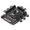 Computer Fan Hub Splitter 8‑Way Speed Controller 3 Pin Extension Cable SATA Interface