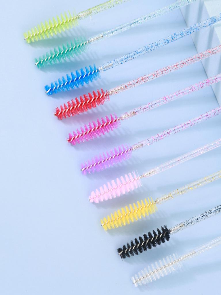 5/10Pcs Portable Makeup Mascara Brush with Drill Tube Installation, Disposable Crystal Rod Mascara Brush, Eyebrow Curling Comb