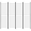 4 Piece White Folding Screen 200 X 180 Cm Fabric