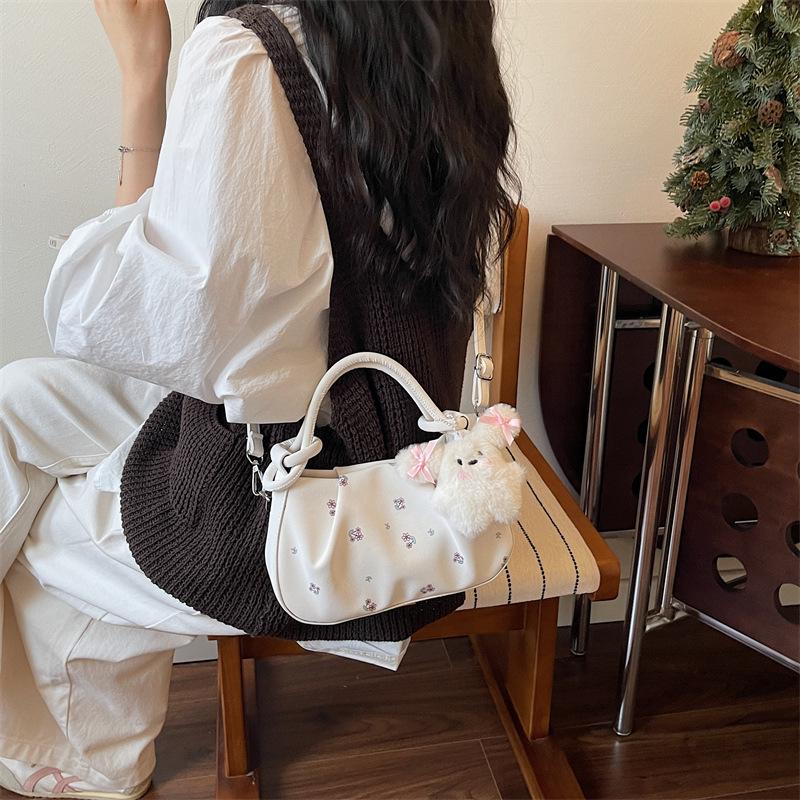 Versatile Floral Pleated Cloud Shoulder Bag - Fashionable Casual Crossbody for Women