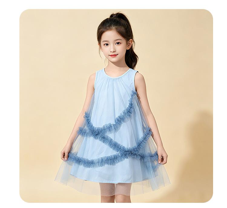 Summer new girls' breathable sleeveless mesh princess dress