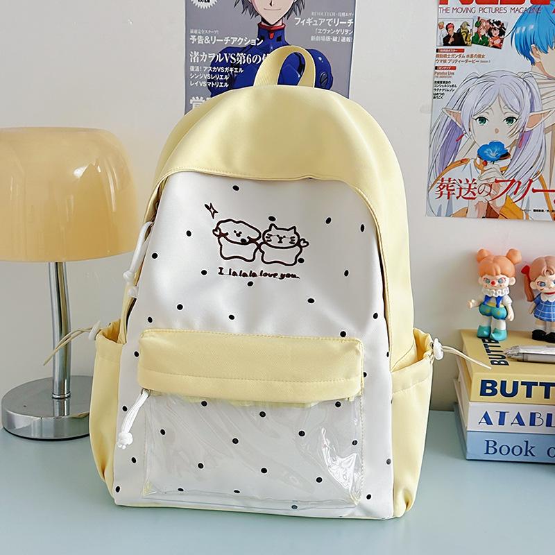 Schoolbag new backpack high value schoolbag female college student cute junior high school student fashion polka dot contrast simple backpack