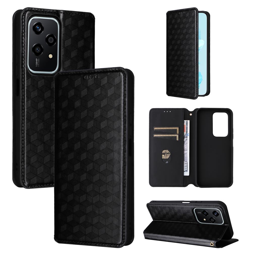 For Honor 200 Lite Case Leather Rhombus Pattern Magnetic Auto-Absorbed Phone Cover