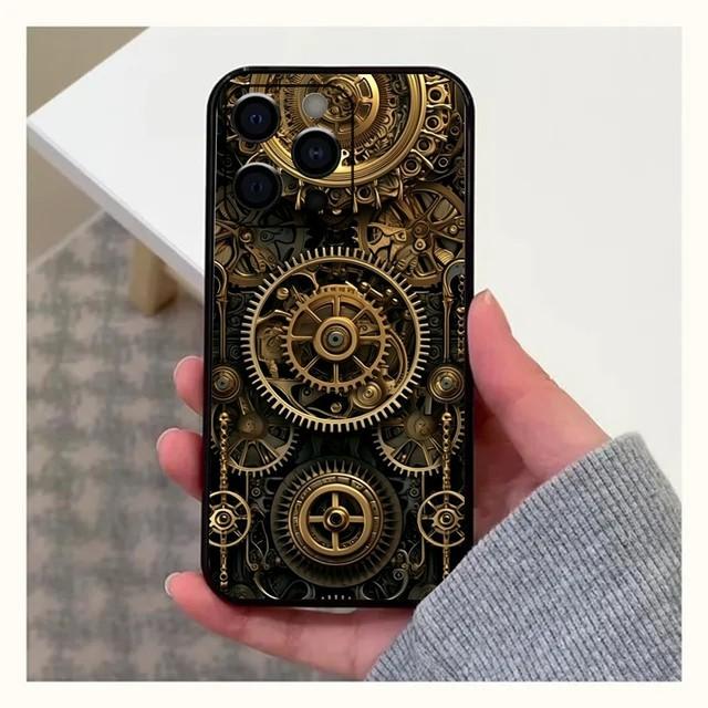Mechanical Gear Phone Case For Apple iPhone 15,14,13,12,11,Pro,X,XS,Max,XR,Plus,Mini Soft Black Cover