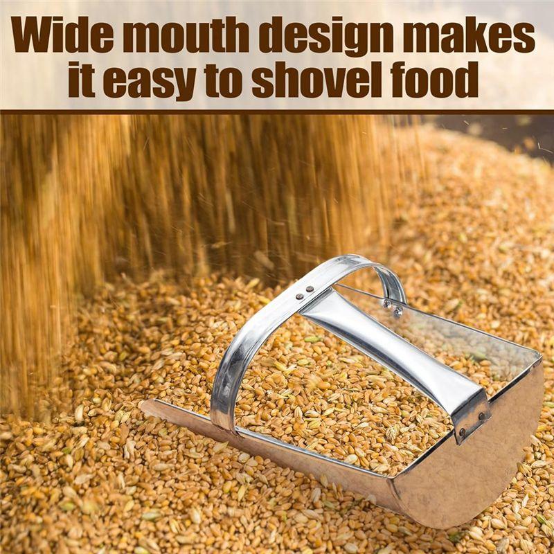 AEE2-2Pcs Metal Feed Grain Scoop For Livestock 2 Sizes Heavy Duty Stackable Horse Feed Scoop With Handle For Gardening Farms
