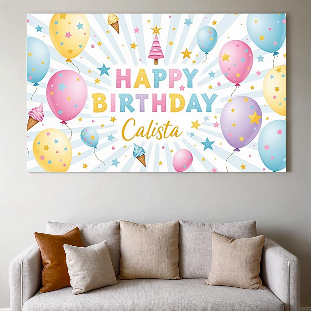 Happy Birthday Backdrop Banner Kids Colorful Balloon Birthday Party Background Decoration Event Photo Booth Props Supplies