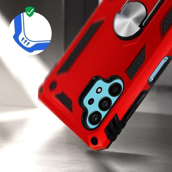 Coque de protection rouge pour Samsung Galaxy A32 5G avec anneau support métal et bordure silicone antichoc
