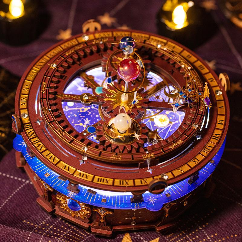 MU Horoscope wooden music box 3d three-dimensional jigsaw hand diy to send boyfriend birthday gift Christmas toy decoration comp