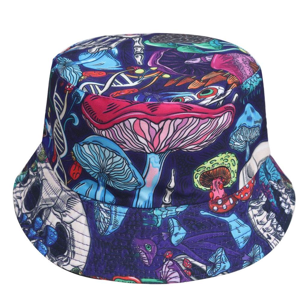 Europejsko-Amerykański Kapelusz Bucket Tie-Dye Chroniący Przed Słońcem: Dwustronny Design Graffiti dla Mężczyzn i Kobiet