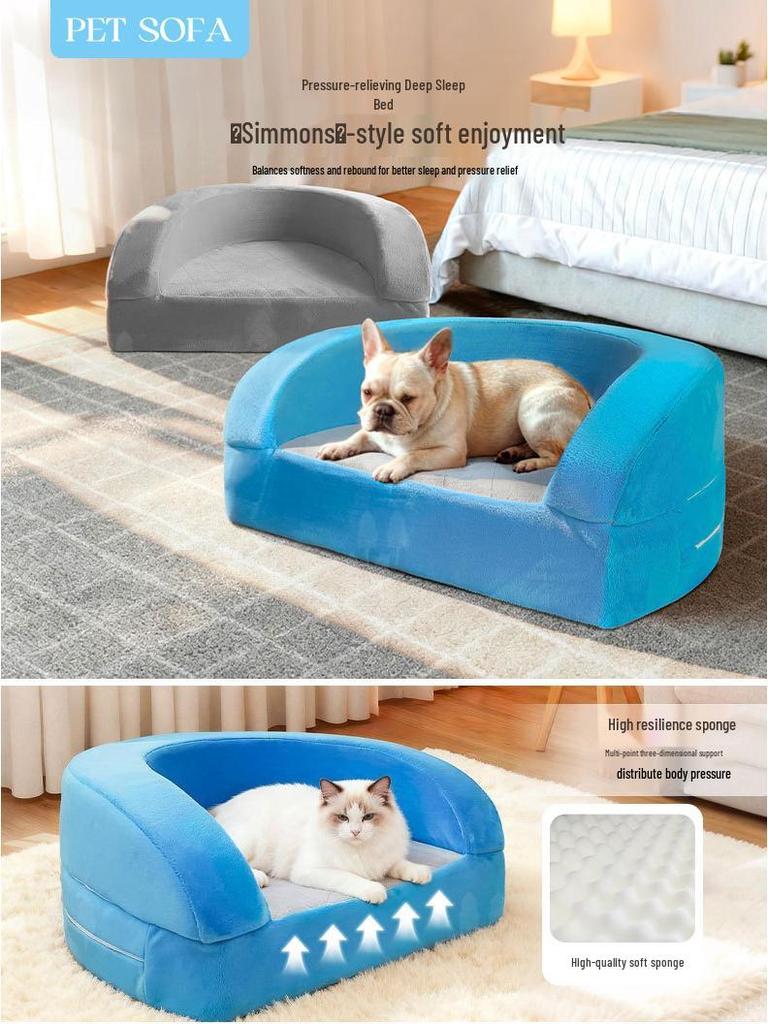 Custom Semi-Enclosed Washable Cat & Dog Bed – All Seasons Universal Sofa for Deep Sleep