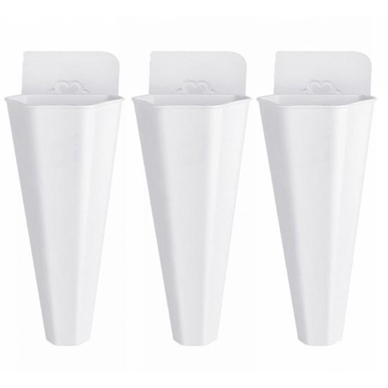 

3шт настенный горшок для растений пластиковый цветочный горшок корзина кашпо домашний декор сада Strip белый