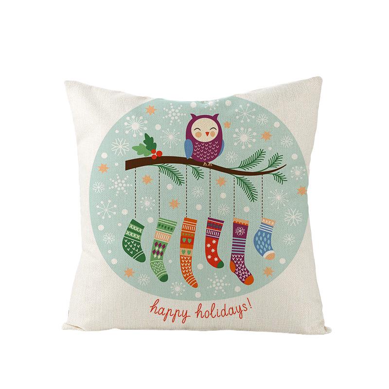 Christmas Polyester Pillow Cover Cartoon Digital Print Cushion Cover New Home Decoration Cushion Cover