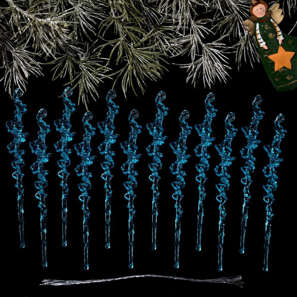 Clear Acrylic Icicle Ornaments Twisted Water Drop Design Snowflake Ornaments Set  Home Decoration