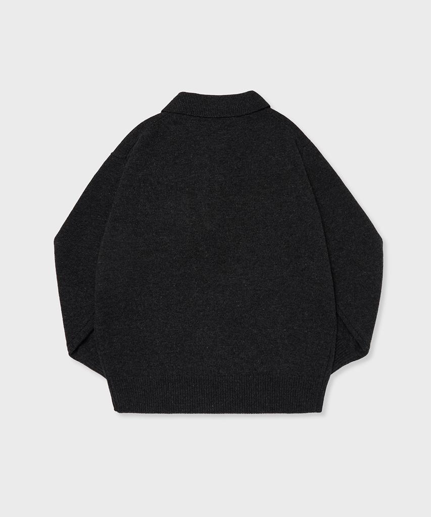 Ileun Half-Zip Collar Knit - Charcoal