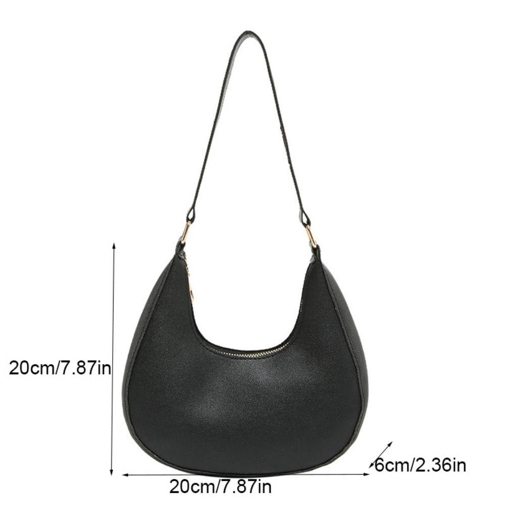 Shoulder Pouch PU Shoulder Bag Solid Color Hobo Bag Elegant Crescent Moon Underarm Bag  Travel