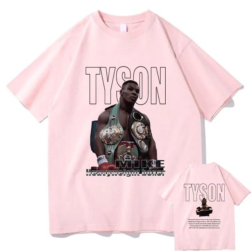 

Футболка с двусторонним принтом «Король бокса Майк Тайсон» для мужчин и женщин, повседневная, оверсайз, с круглым вырезом, мужская модная уличная футболка S