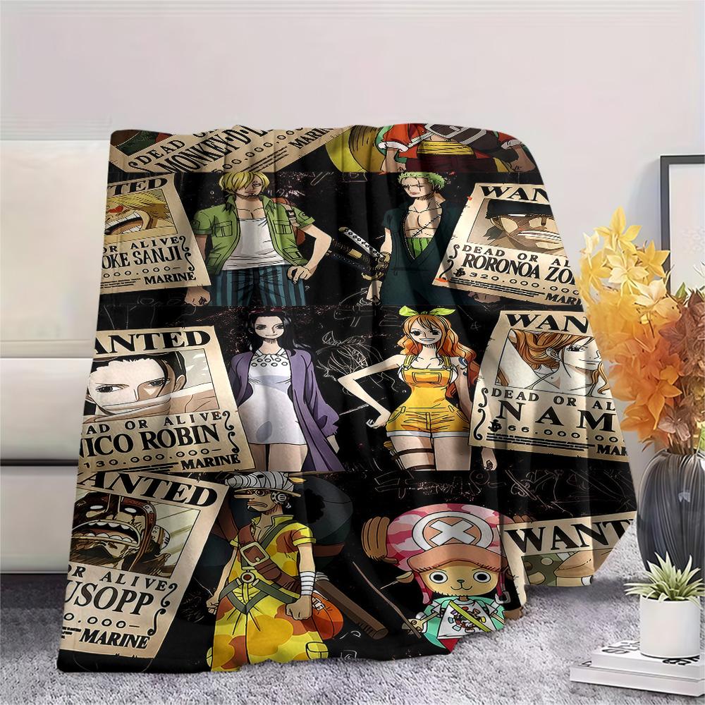 1PC Anime One Piece Patterned Flannel Blanket Suitable For All Seasons For Home Decor Warmth And Comfort Gifts Holiday Present