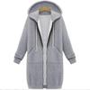 Women Zipper Mid Length Hoodies Long Sleeve Pocket Loose Sweatshirt Autumn Winter Fashion Jacket Lady Streetwear Casual Coat