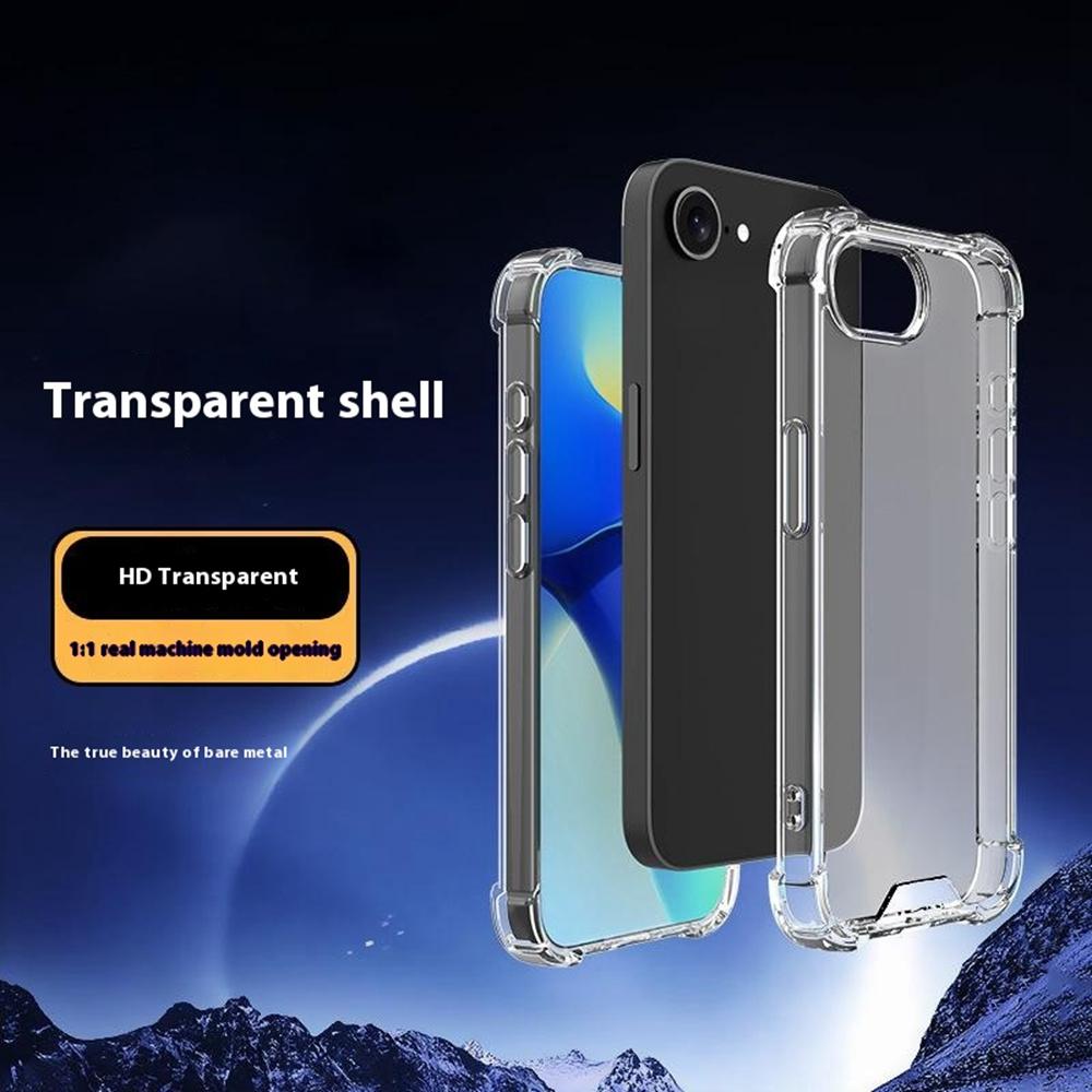 

For iPhone 16e Clear Phone Case TPU+Acrylic 1.5mm Shockproof Back Cover Type A