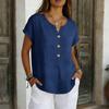 Damen Freizeit V-Ausschnitt Knopfleiste Kurzarm Bluse