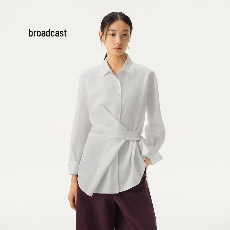 

Broadcast Women s Asymmetric Horse Tail Embroidery Loose Fit Long Sleeve Shirt M