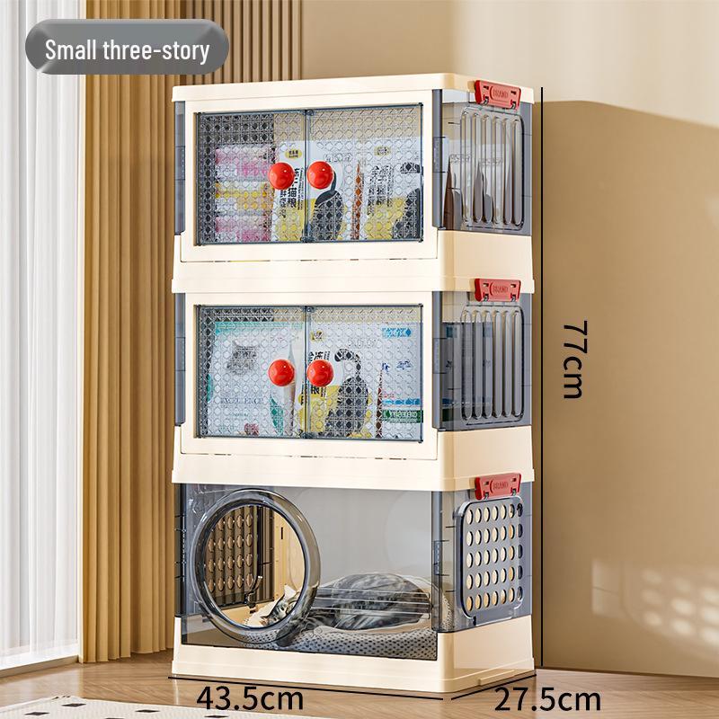 In-Stock Multi-layer Foldable Transparent Cat Bed & Toy Storage Cabinet