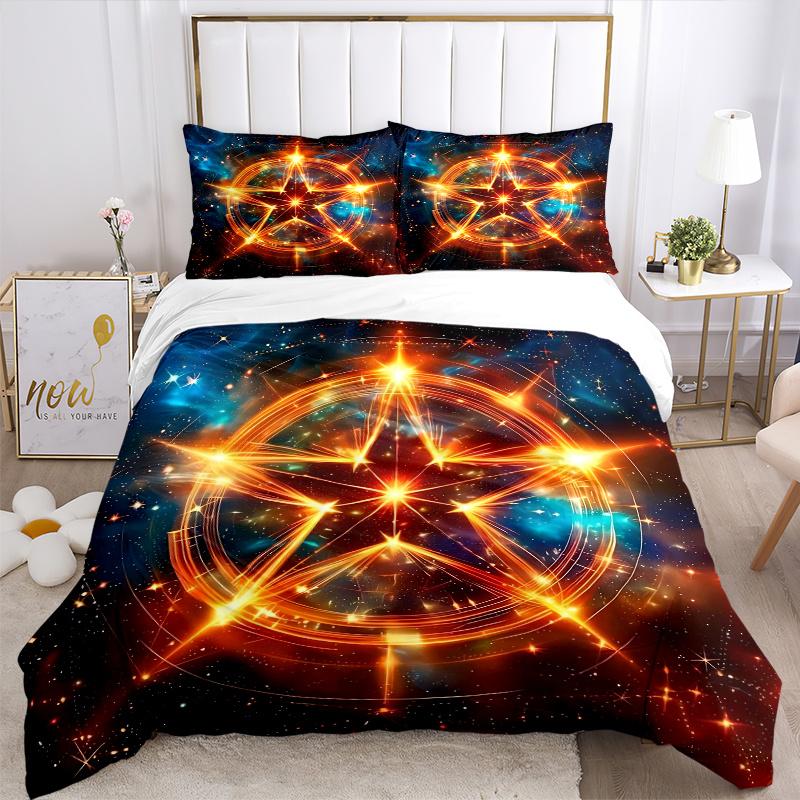 3pcs Enchanted Celestial Star Bedding Set, Including 1 Quilt Cover and 2 Pillow Shams, Without Filling, Soft and Comfortable Home Bedroom Fa