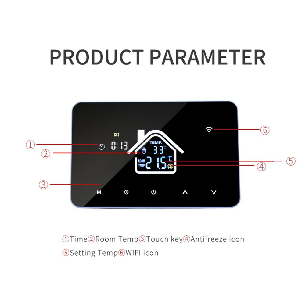 Smart WiFi  tat Temperature Controller for Water Heating LCD Display   Week Programmable App Voice Control Underfloor Heating  