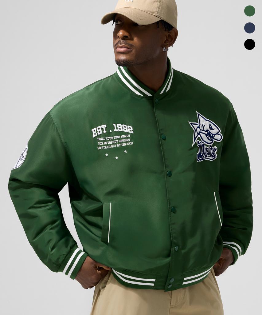 Drix Shark Logo Patched Varsity Jacket_3Color