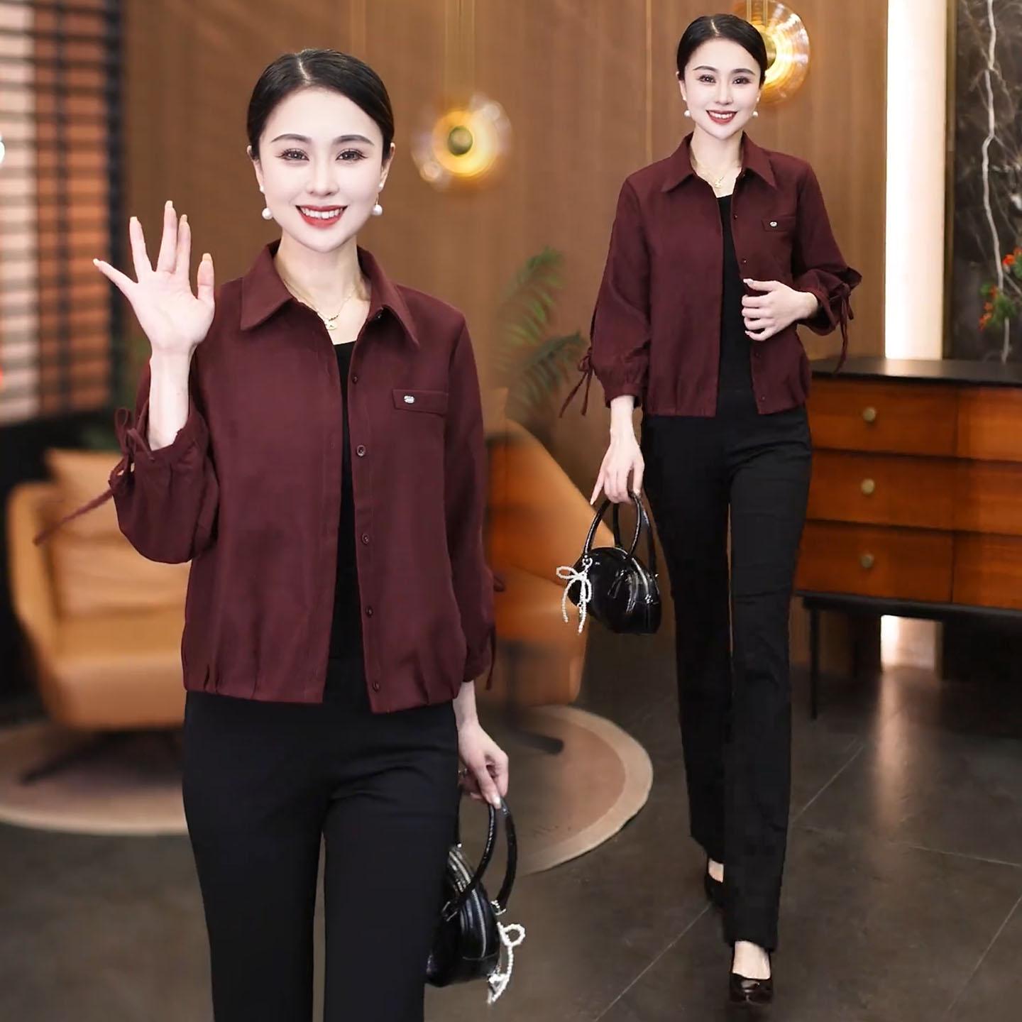 

2026 Women s Fashionable Loose Slimming Jacket - Versatile Spring/Autumn Casual Shirt Top L (Weight 53-57.5 kg)