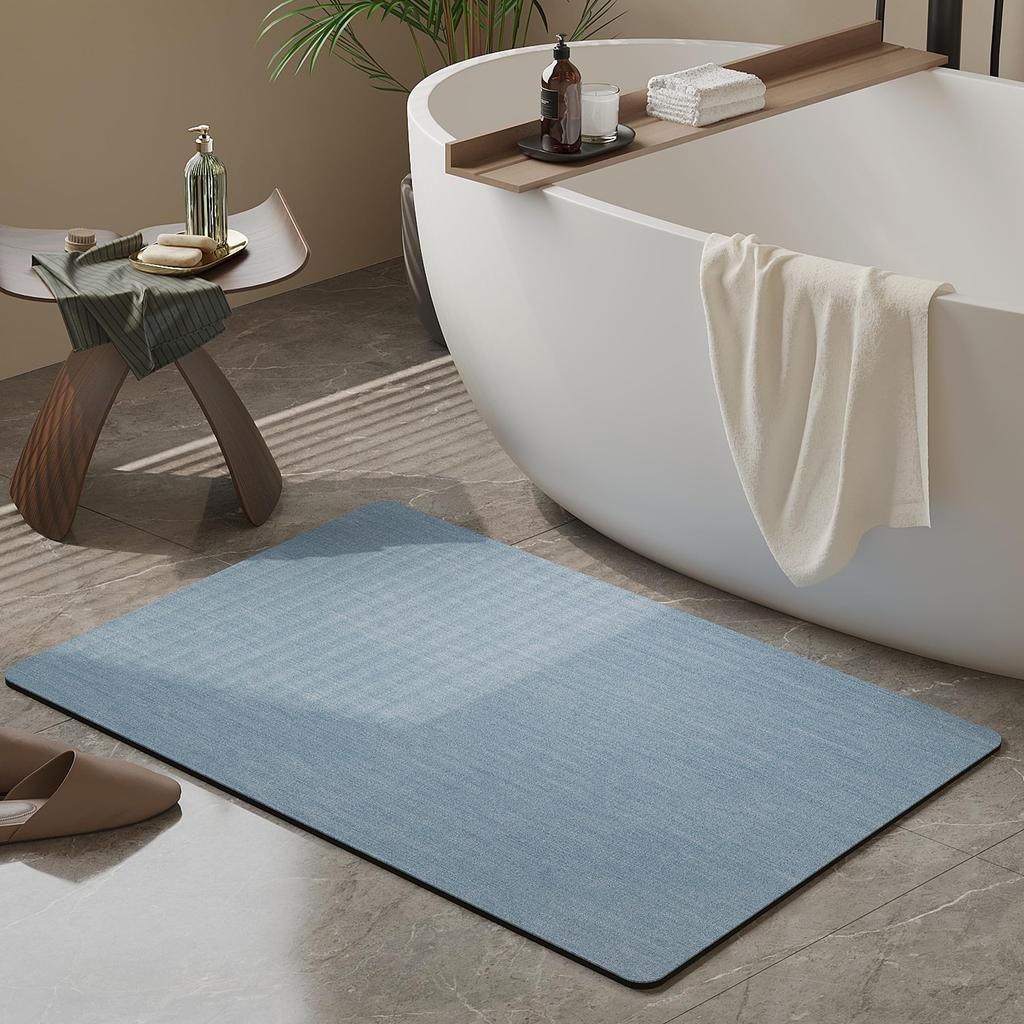 Rubber Non-Slip Quick Dry Absorbent Thin Bathroom Rugs Fit Under Door Bathroom Floor Mats-Shower Rug for In Front of Bathtub, Sink