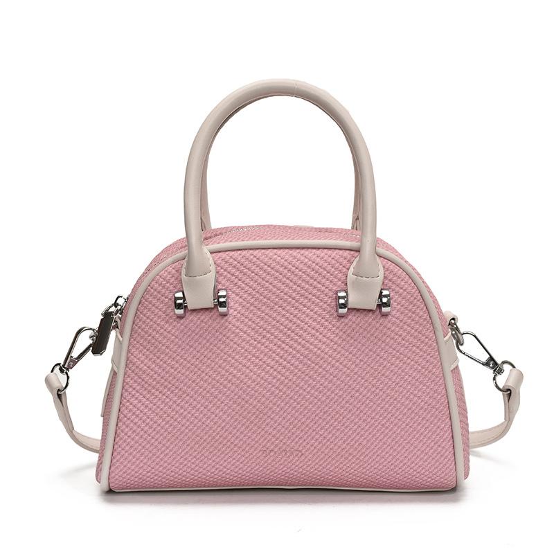 Spring Fashion Contrasting Color Portable Bowling Bag Women's New Spring and Summer Shoulder Messenger Bag Small Square Bag